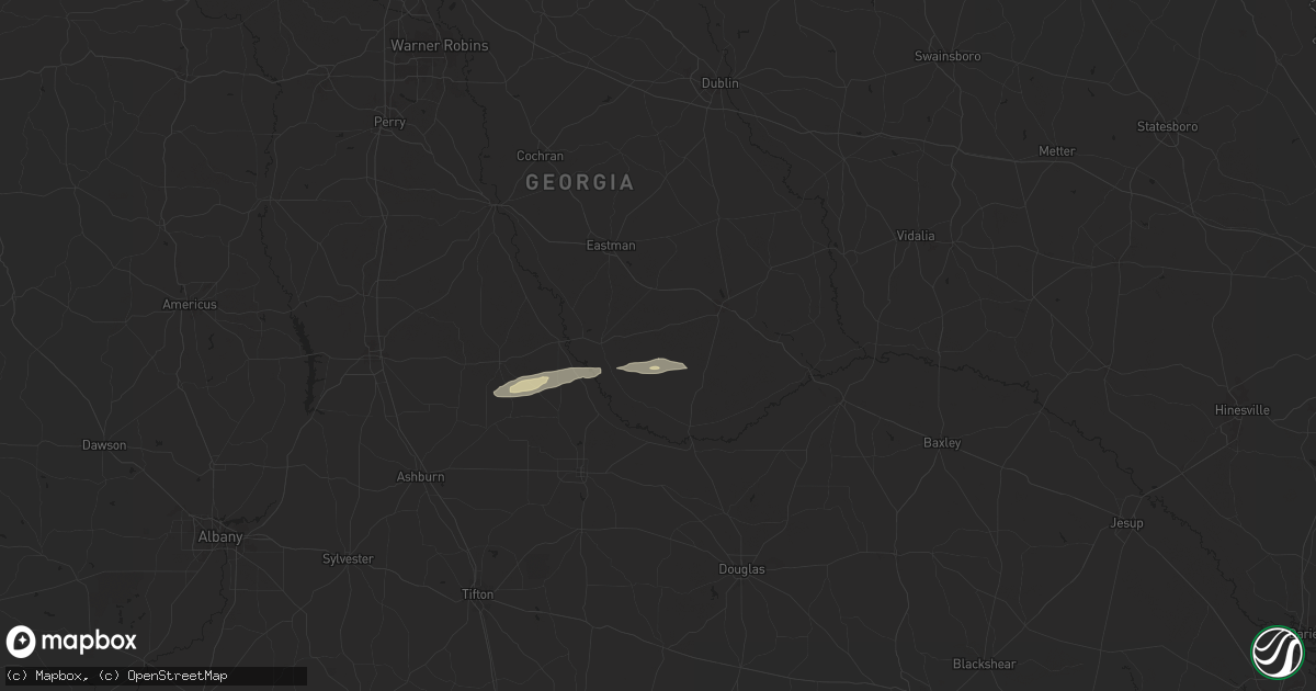 Hail map in Milan, GA on June 6, 2024