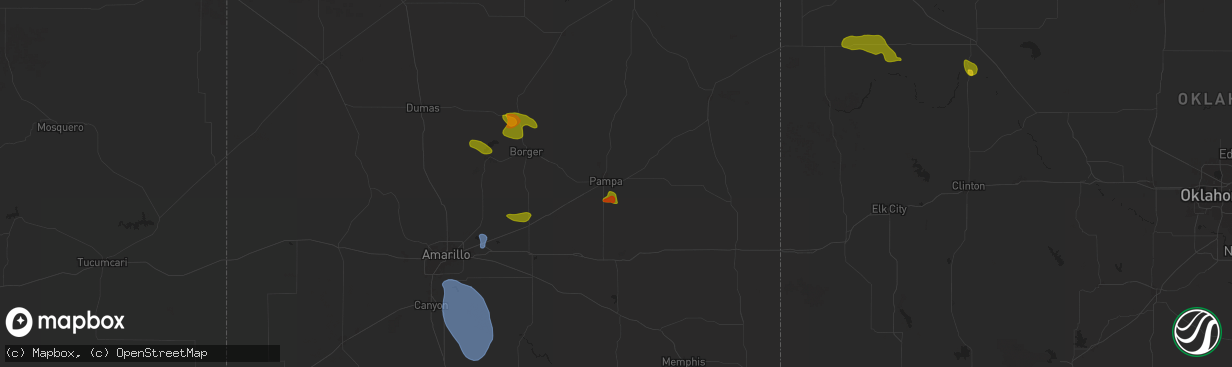 Hail map in Pampa, TX on June 6, 2024