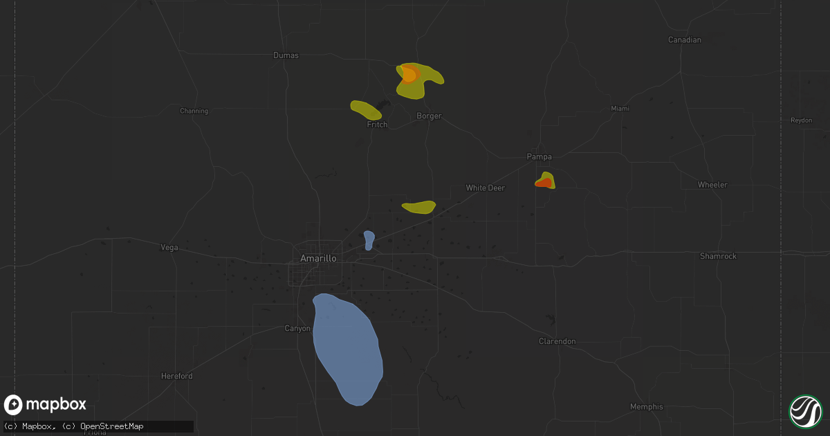 Hail map in Panhandle, TX on June 6, 2024