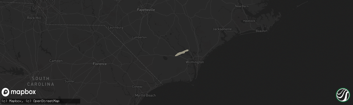 Hail map in Riegelwood, NC on June 6, 2024