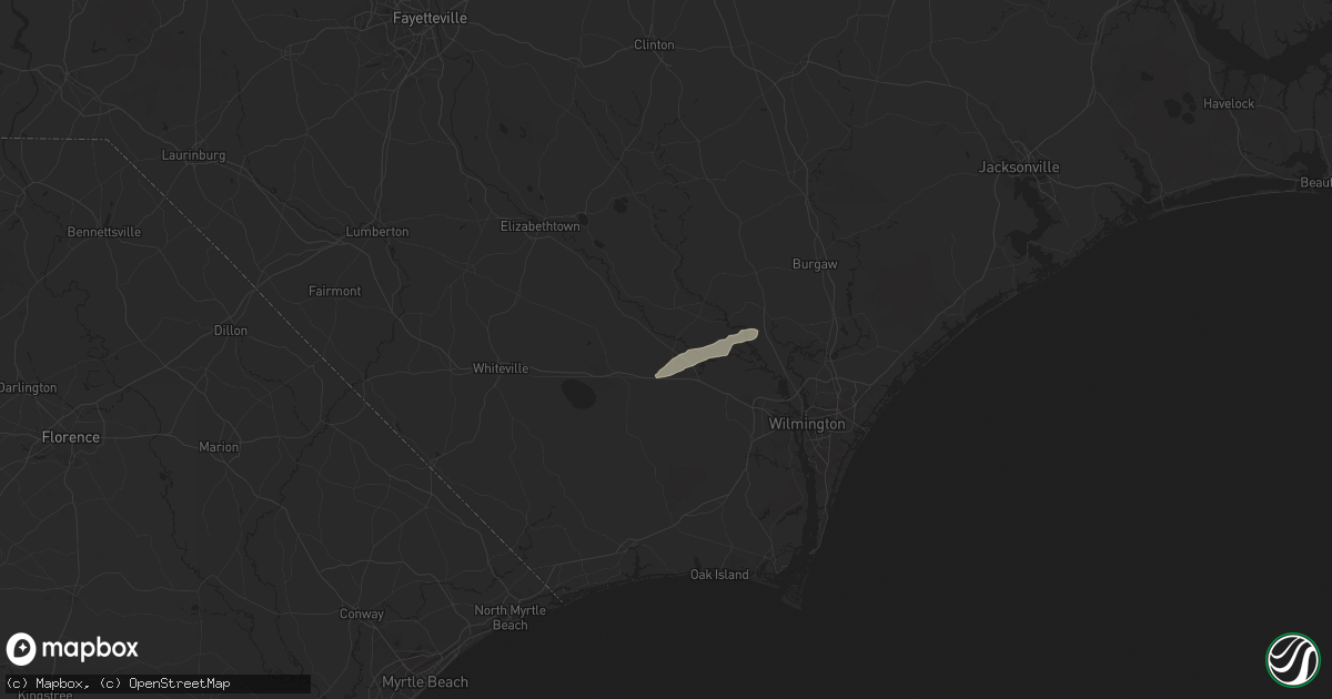 Hail map in Riegelwood, NC on June 6, 2024