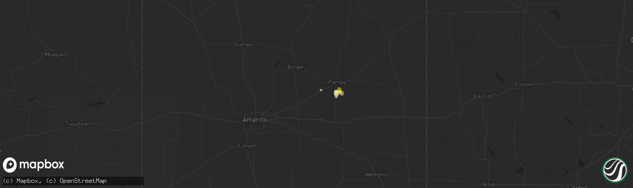 Hail map in White Deer, TX on June 6, 2024