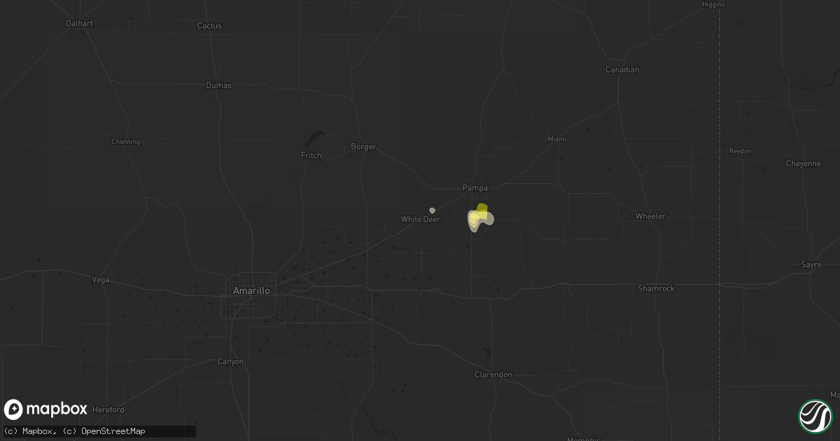 Hail map in White Deer, TX on June 6, 2024