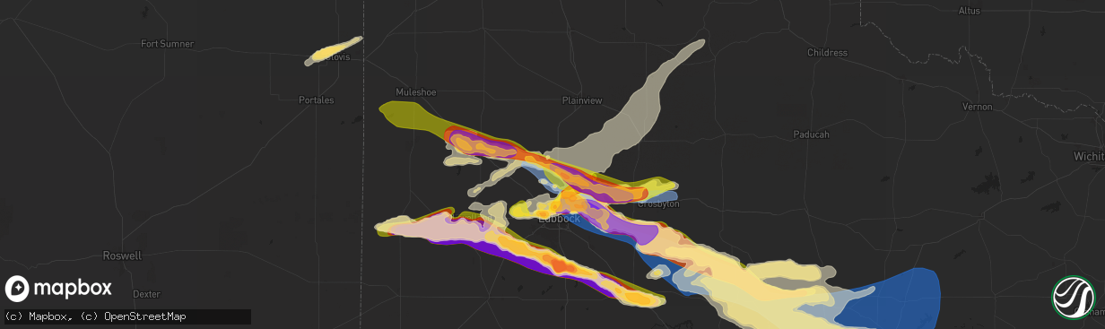 Hail map in Abernathy, TX on June 6, 2025