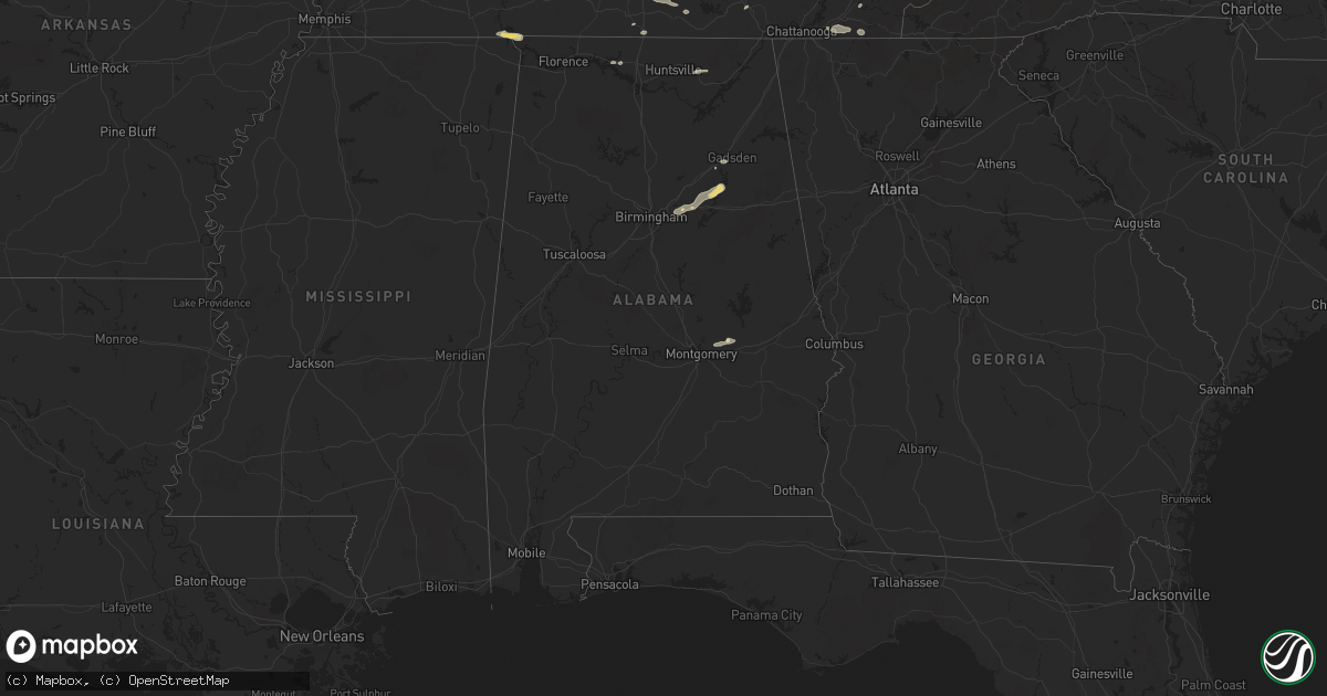 Hail map in Alabama on June 6, 2025