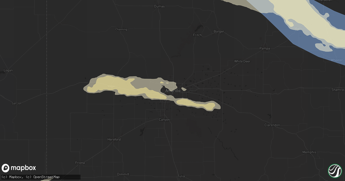 Hail map in Amarillo, TX on June 6, 2025