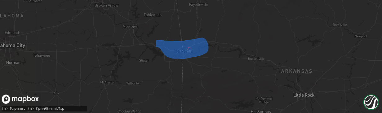 Hail map in Barling, AR on June 6, 2025
