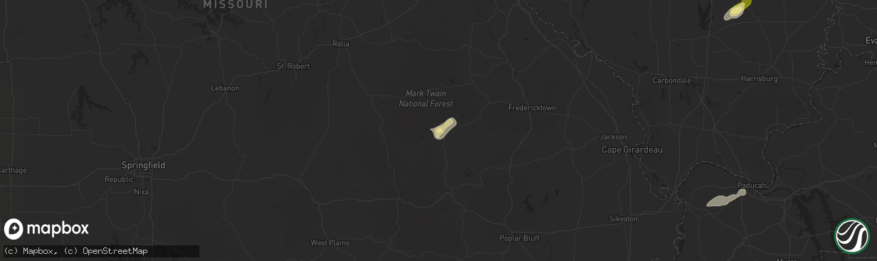 Hail map in Centerville, MO on June 6, 2025