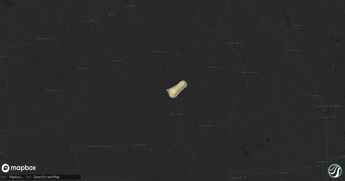 Hail map in Centerville, MO on June 6, 2025