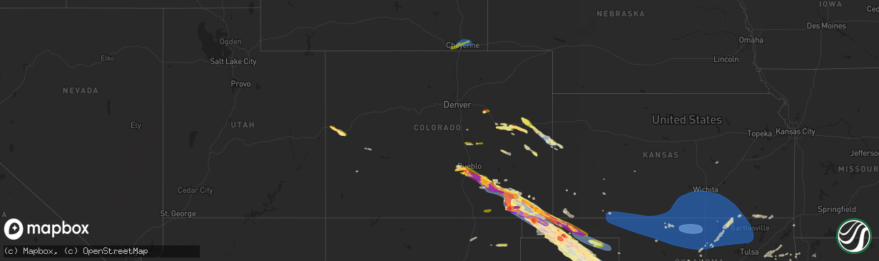 Hail map in Colorado on June 6, 2025