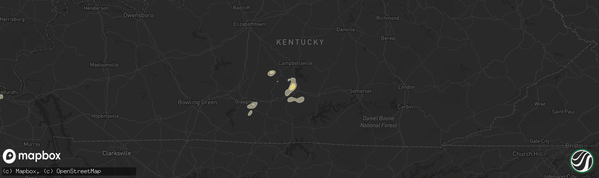 Hail map in Columbia, KY on June 6, 2025