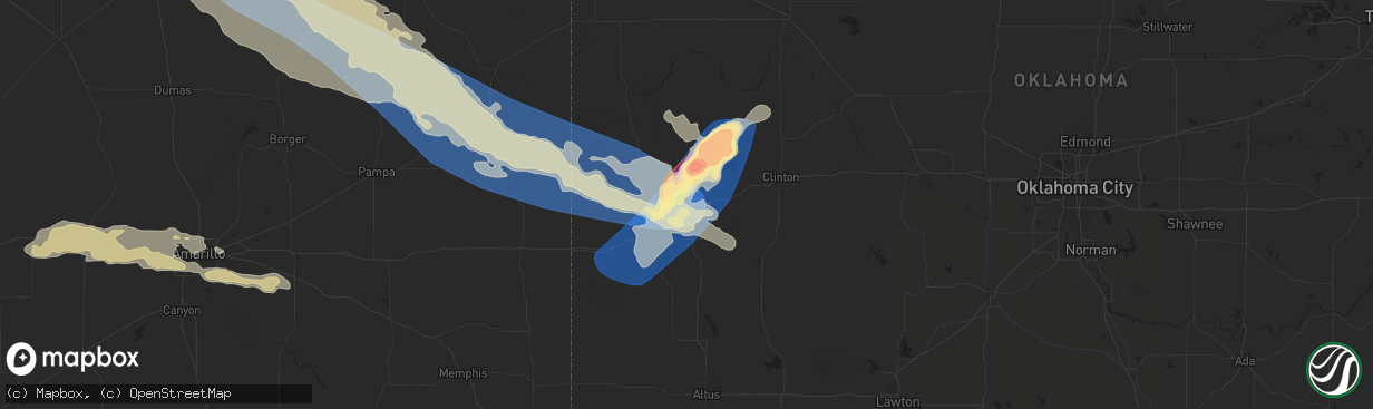 Hail map in Elk City, OK on June 6, 2025