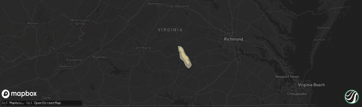 Hail map in Farmville, VA on June 6, 2025