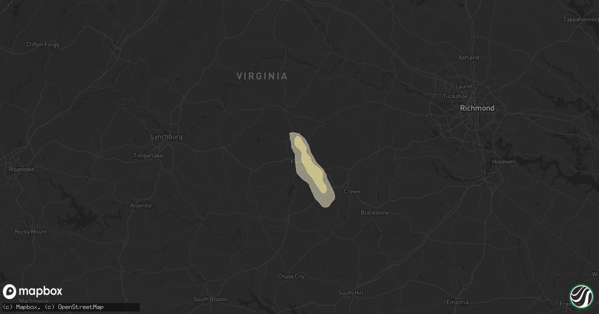 Hail map in Farmville, VA on June 6, 2025