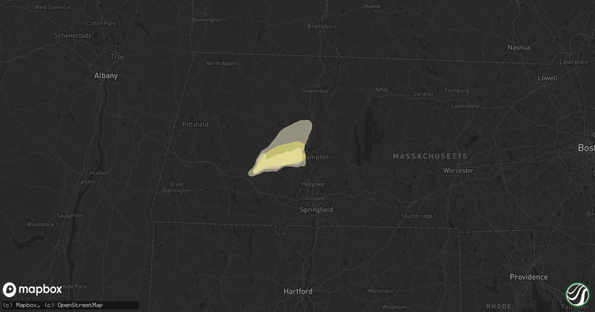 Hail map in Florence, MA on June 6, 2025