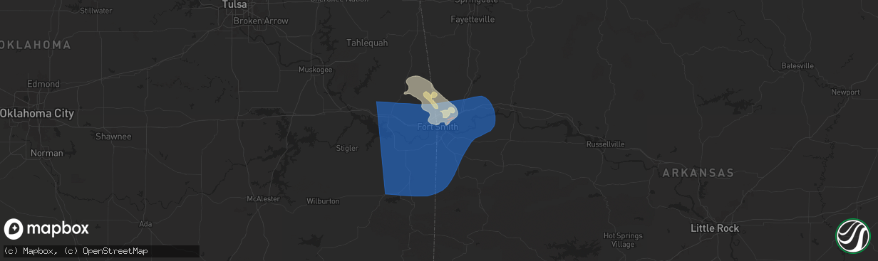 Hail map in Fort Smith, AR on June 6, 2025