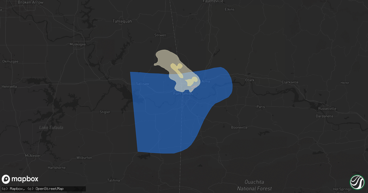 Hail map in Fort Smith, AR on June 6, 2025