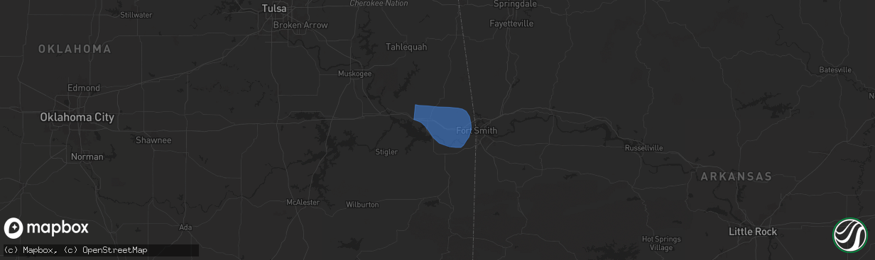Hail map in Gans, OK on June 6, 2025