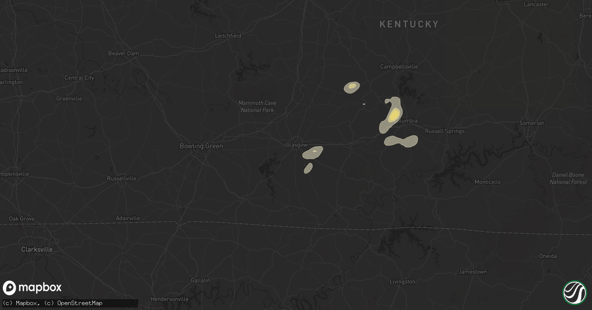 Hail map in Glasgow, KY on June 6, 2025