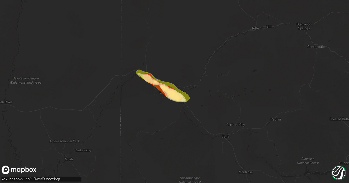 Hail map in Grand Junction, CO on June 6, 2025