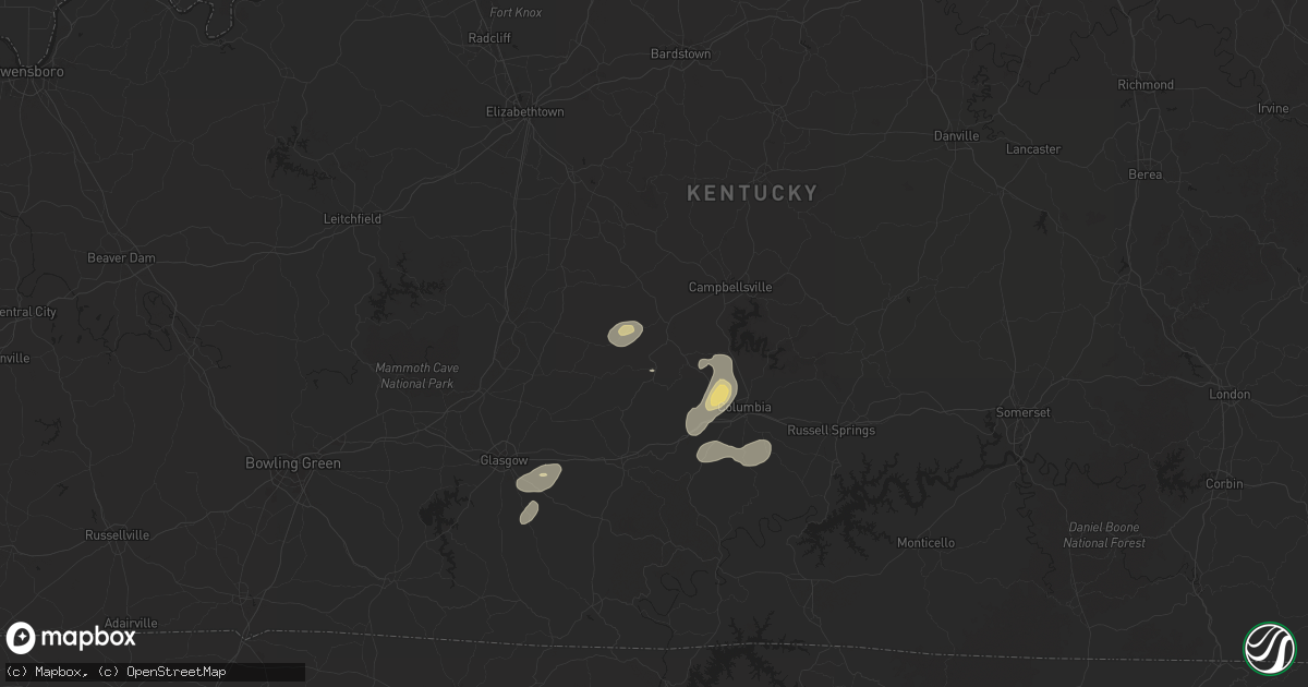 Hail map in Greensburg, KY on June 6, 2025