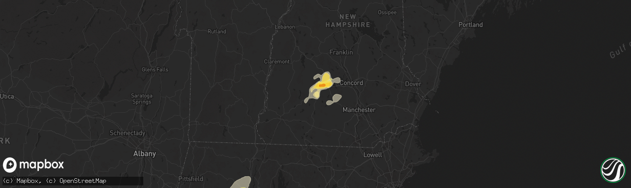 Hail map in Hillsborough, NH on June 6, 2025