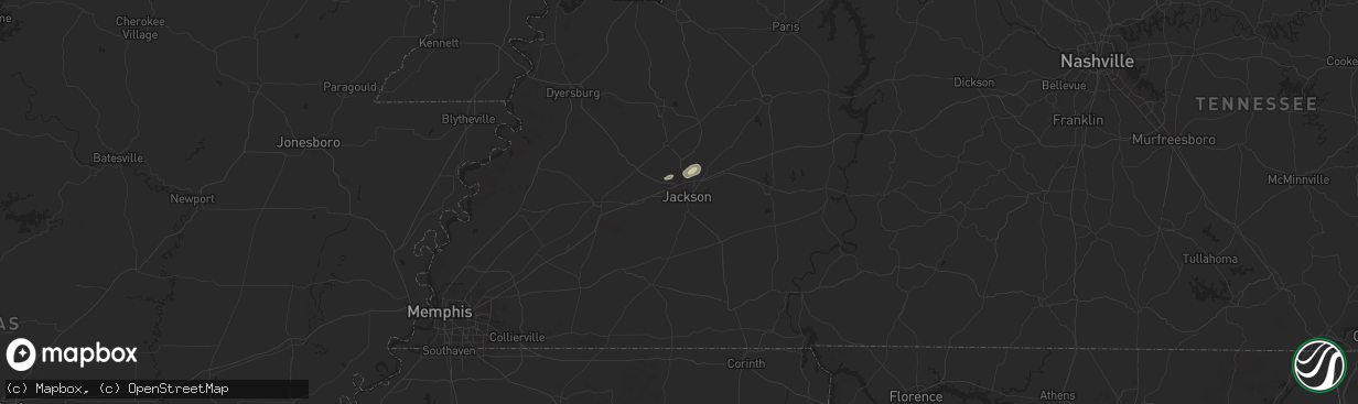 Hail map in Jackson, TN on June 6, 2025