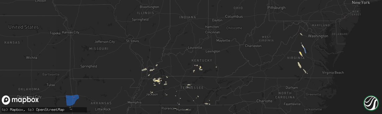 Hail map in Kentucky on June 6, 2025