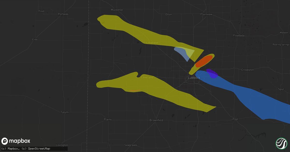 Hail map in Levelland, TX on June 6, 2025
