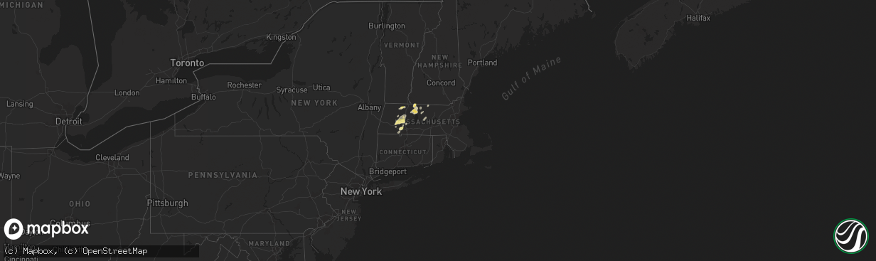 Hail map in Massachusetts on June 6, 2025
