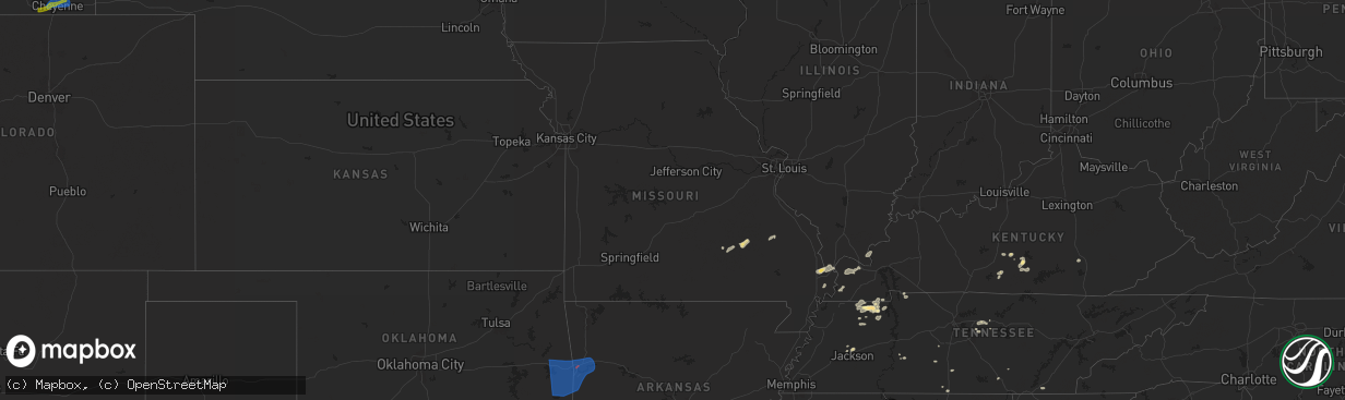 Hail map in Missouri on June 6, 2025