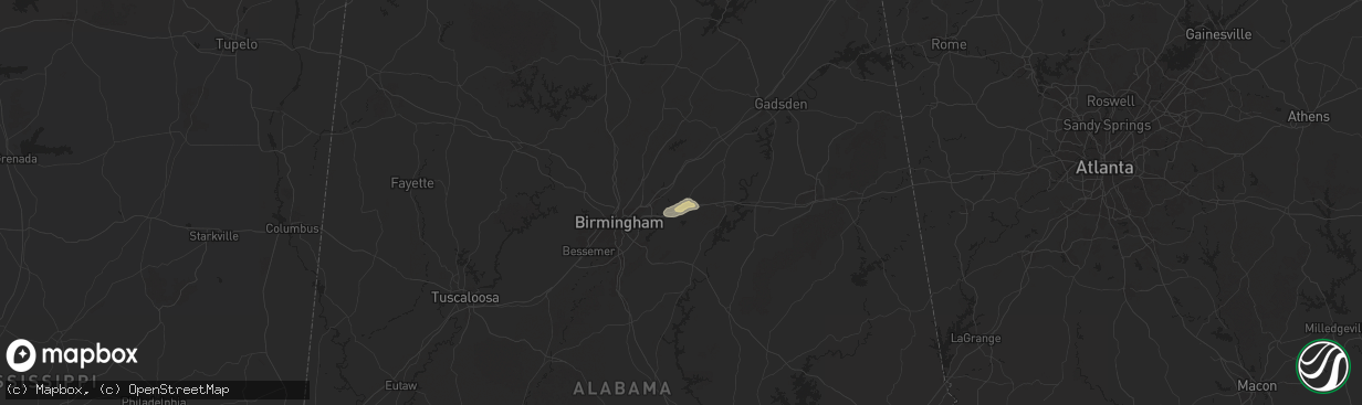 Hail map in Moody, AL on June 6, 2025