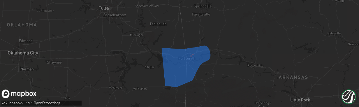 Hail map in Muldrow, OK on June 6, 2025