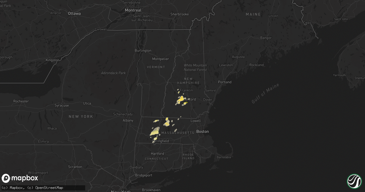 Hail map in New Hampshire on June 6, 2025