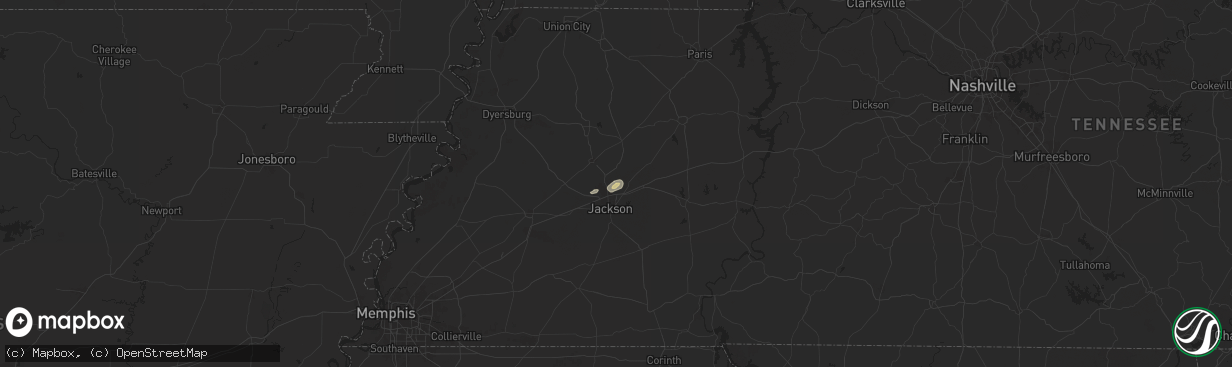 Hail map in Oakfield, TN on June 6, 2025