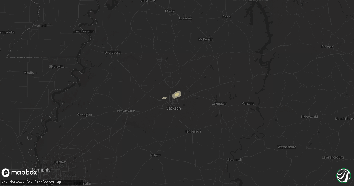Hail map in Oakfield, TN on June 6, 2025