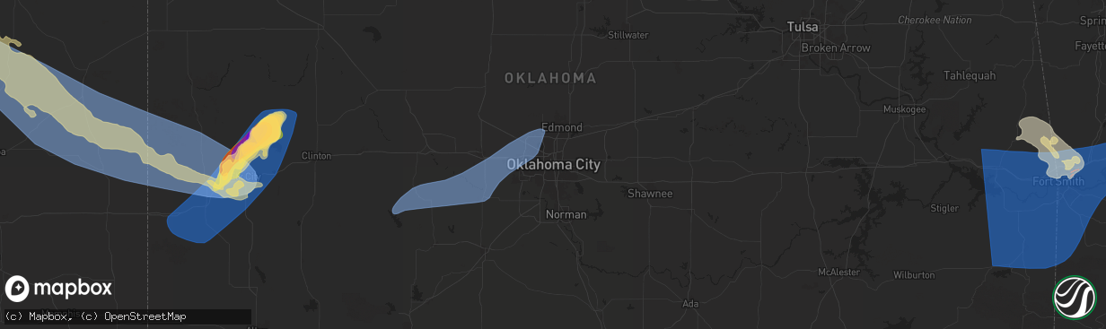 Hail map in Oklahoma City, OK on June 6, 2025