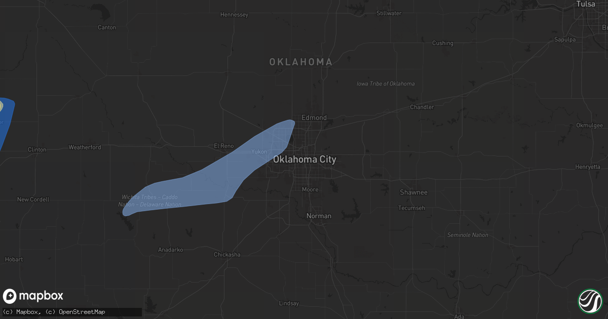 Hail map in Oklahoma City, OK on June 6, 2025