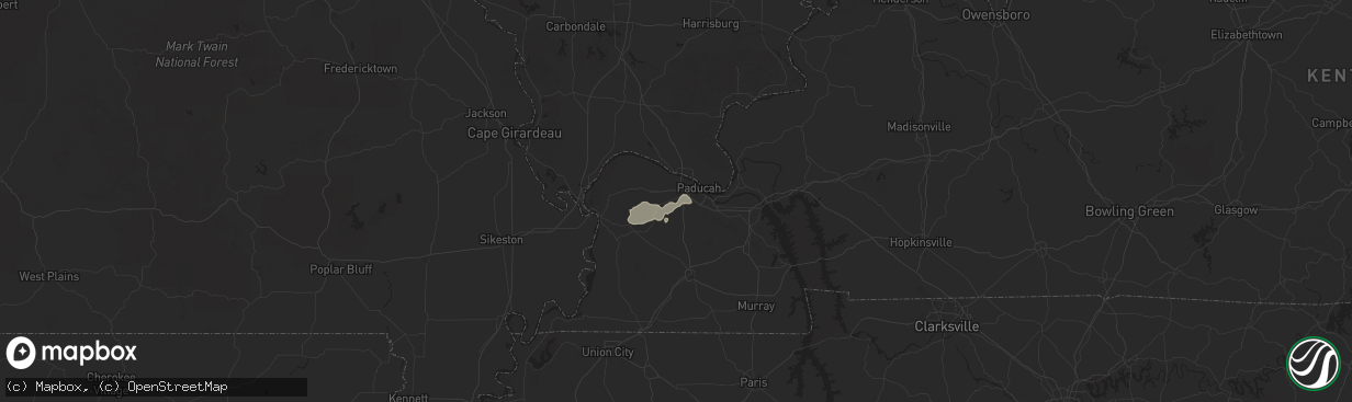 Hail map in Paducah, KY on June 6, 2025