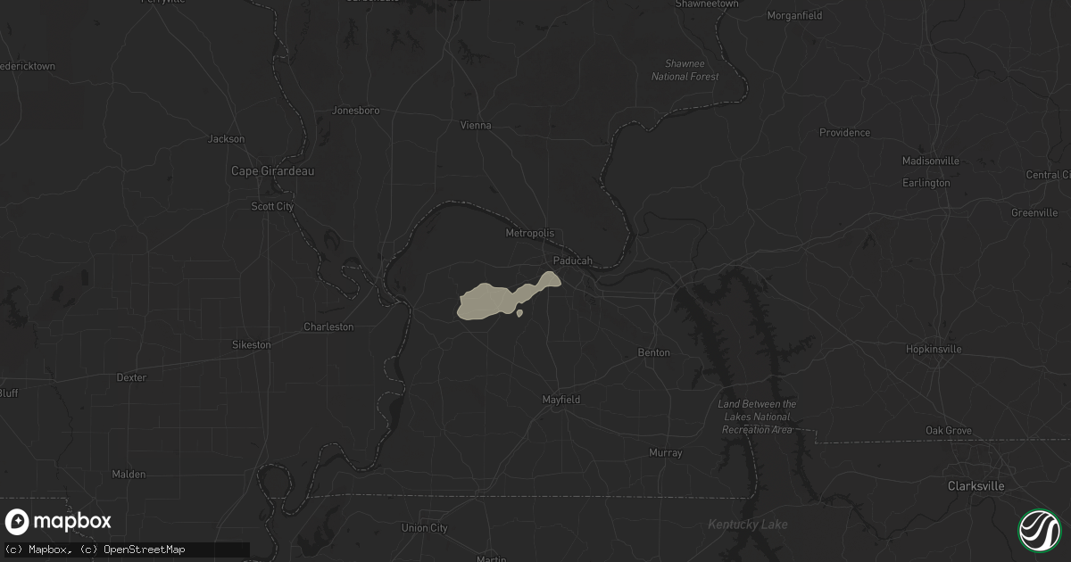 Hail map in Paducah, KY on June 6, 2025