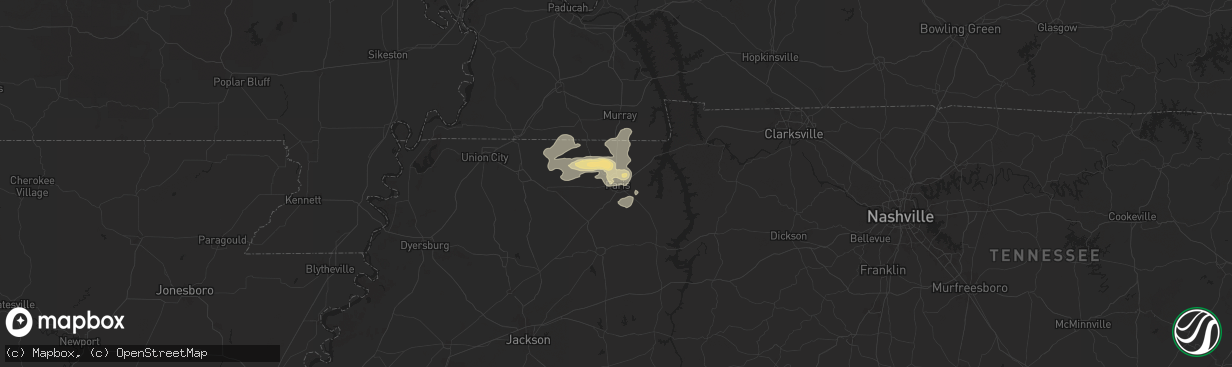 Hail map in Paris, TN on June 6, 2025