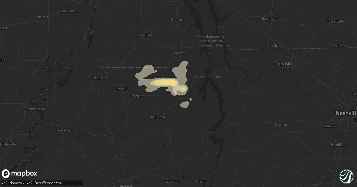 Hail map in Paris, TN on June 6, 2025