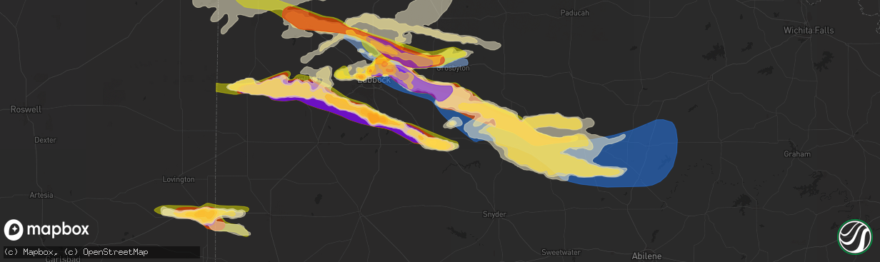 Hail map in Post, TX on June 6, 2025