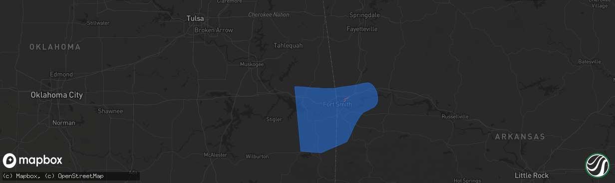 Hail map in Sallisaw, OK on June 6, 2025
