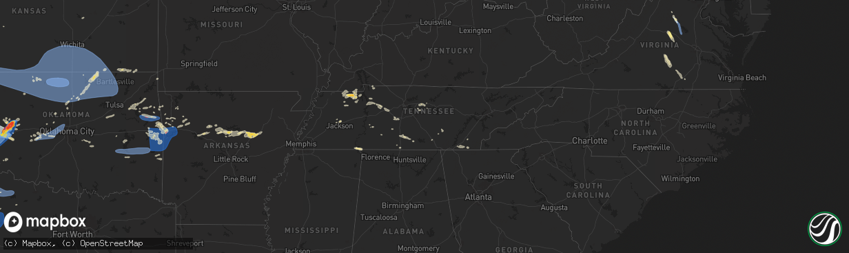 Hail map in Tennessee on June 6, 2025