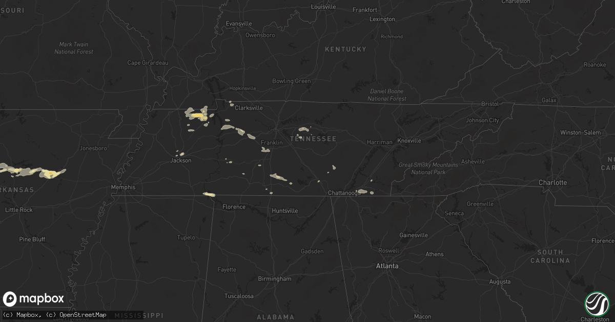 Hail map in Tennessee on June 6, 2025