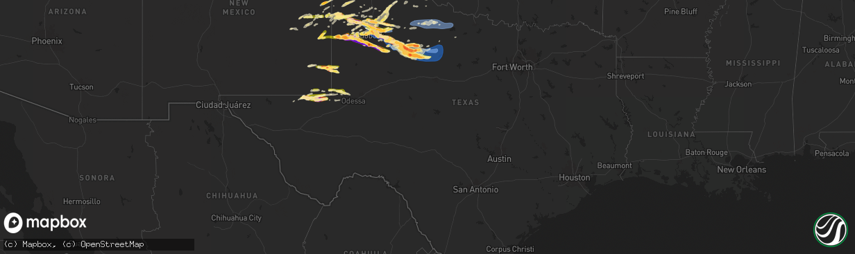 Hail map in Texas on June 6, 2025