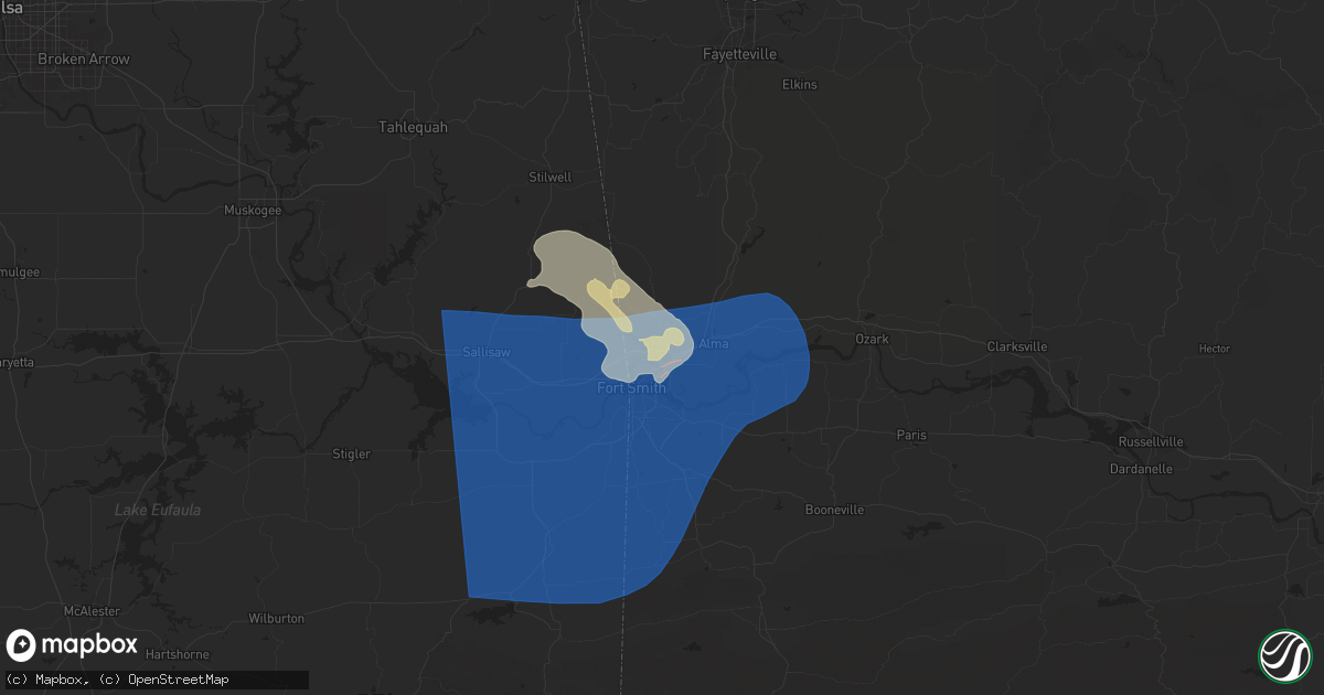 Hail map in Van Buren, AR on June 6, 2025
