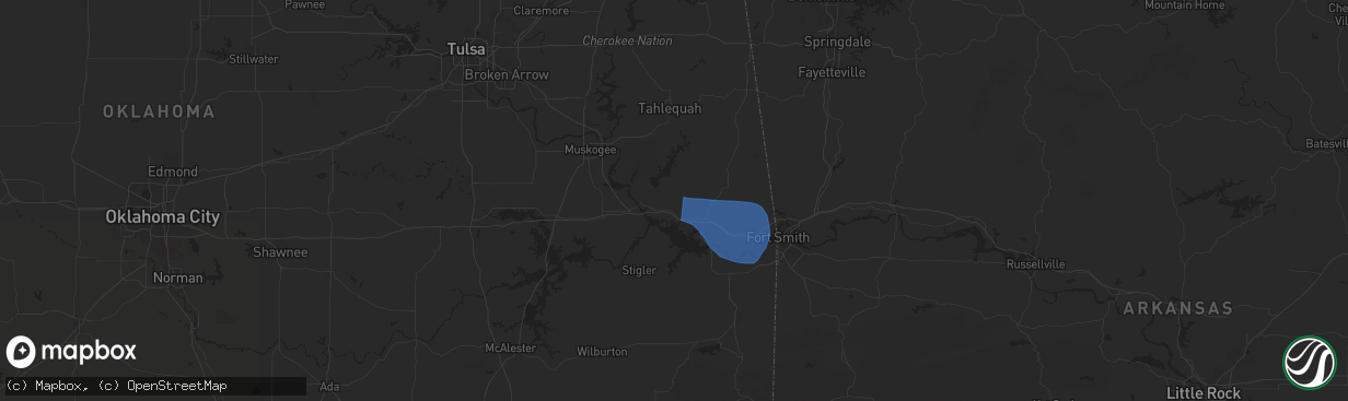 Hail map in Vian, OK on June 6, 2025