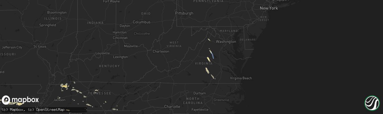 Hail map in Virginia on June 6, 2025